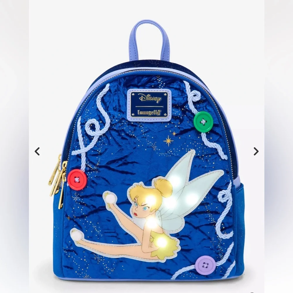 Loungefly Disney Peter Pan Tinker Bell Buttons Light-Up Mini Backpack & Wallet